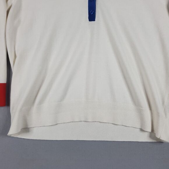 Boden Wiltshire Colorblock V-Neck Sweater Womens US 16/18 Ivory Blue Red - Picture 4 of 11